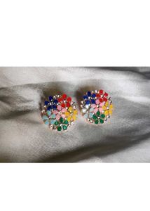 Colorful Gemstone Flower Earrings