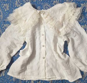 White Ruffle Collar Blouse
