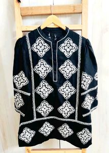 Embroidered Black LongTop Size-38-40