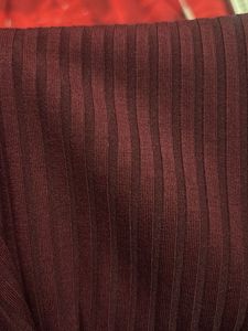 Burgundy Ribbed Bodycon Midi Dress