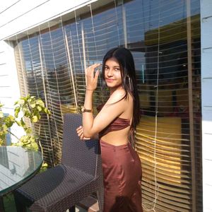 Brown Cutout Backless Dress