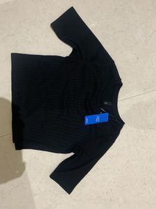 Black Ribbed Knit Top - Size Medium