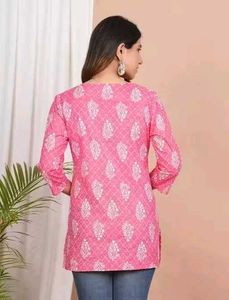 🌸 Gorgeous Pink Printed Kurti – Grace with Comfor