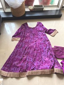 Purple &amp; Gold Anarkali Set