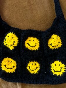 Crochet Cute Smily Face Sling Bag