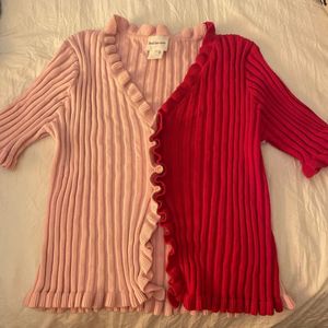Two-Tone Ruffle Cardigan