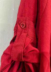 Peach Dress with Maroon Cardigan