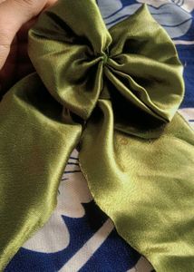 Green Satin Hair Bow