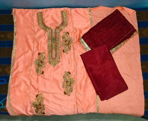Embroidered Semi-Stitched Dress Material