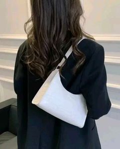 SAVANA White Croc Shoulder Bag