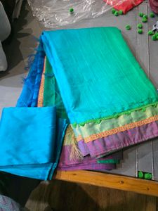 Elegant Green &amp; Blue Saree