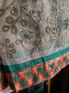 heavy embroidered net saree