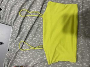SHEIN  neon  yellow crop top strap