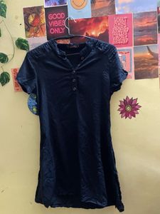 Black Button-Up Short Kurta