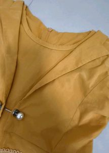 Vintage Mustard Dress with Bell Sleeves