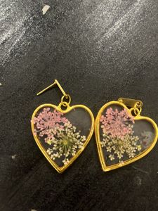Handmade Floral Heart Drop Earrings