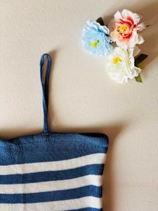 Blue-White Striped Top