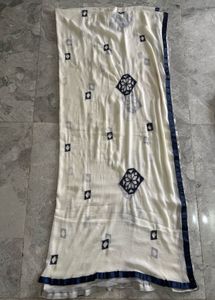 Elegant Navy Blue and White Embroidered Kurta Set