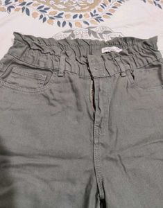 Olive Green Paperbag Jeans