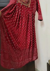 Beautiful Nyara Cut Kurti With 4 side Border Dupat