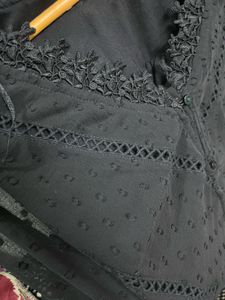 Elegant Black Lace Trim Blouse