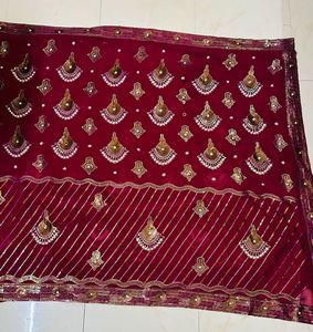 Burgundy Embellished Saree