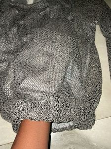 Silver Long Sleeve Top