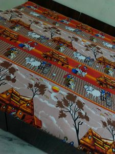 Rural Area Scenes Printed Bedsheet For Double Bed