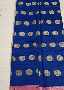 96)Blue Chiffon Saree