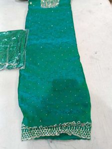 Green Embroidered dress material