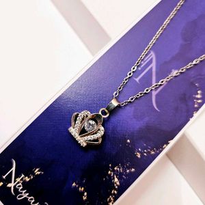 Silver Dancing Diamond Queen Pendant Necklace