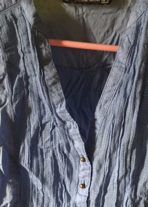 Blue Button-Down Top