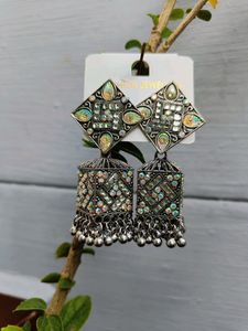 Statement Silver Jhumka Earrings
