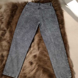 Aesthetic Grey Printed Jeans for Women