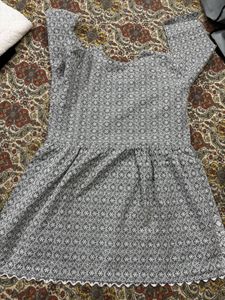 Grey Chikankari Embroidery Top | XXL