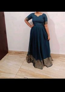 Elegant Peacock Colour Pattupavada Set New
