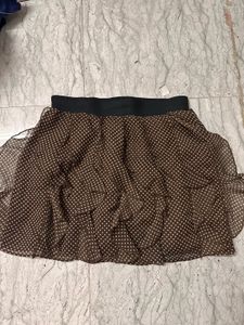 Brown Polka Dot Ruffle Skirt