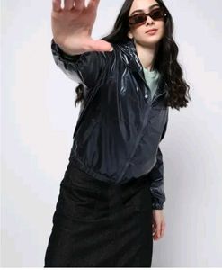Metallic Bomber Hooded Jacket
