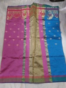 Pink And Teal Two Coloured Saree