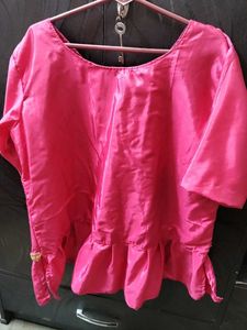 Pink Ruffle Trim Top