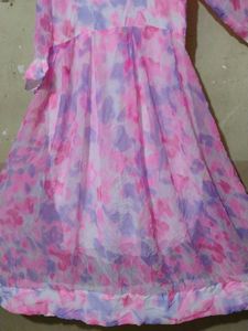 Pink Long Goun Frock Formal Daily Wear Can Carry