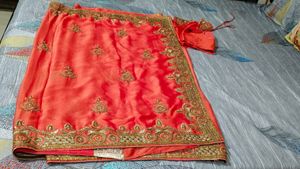 Heavy Wedding Wear Sari With Blouse