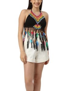 Crochet Halter Fringe Top