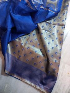 New Royal Blue Silk Saree + Blouse