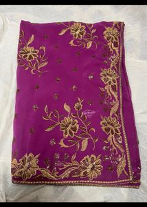 Magenta Saree Without Blouse