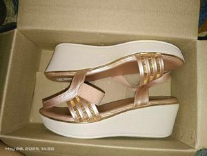 Rose Gold Platform Wedge Sandals