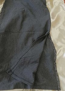 Gray Skirt with Lace Detail
