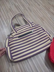Red Woven Tote Bag