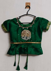 Beautiful Green Silk Top And Skirt