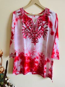 Red Embroidered Kurta
